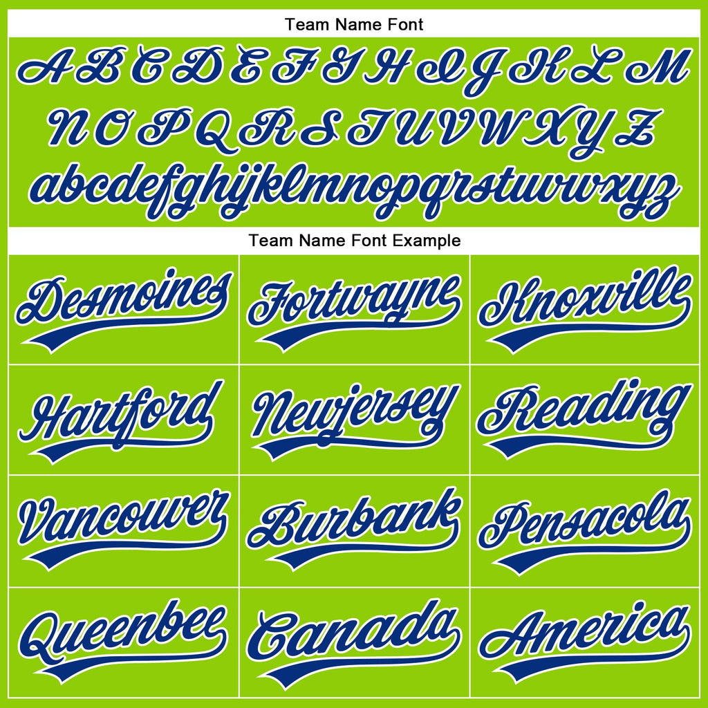 Custom Neon Green Royal-White Authentic Baseball Jersey