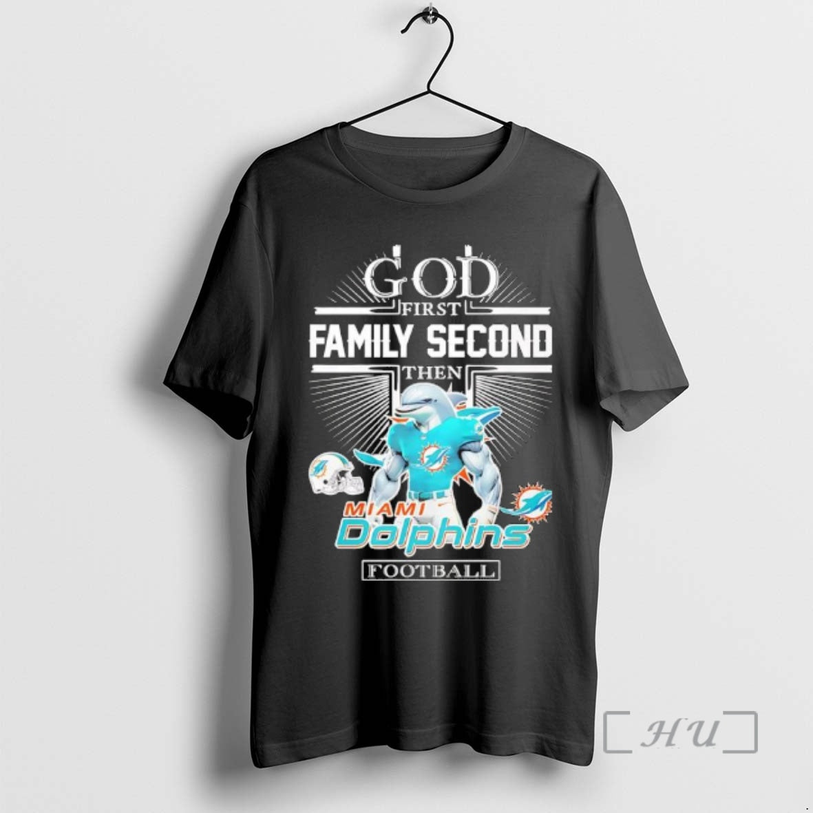 New God First Family Second Then Miami Dolphins Football Graphic