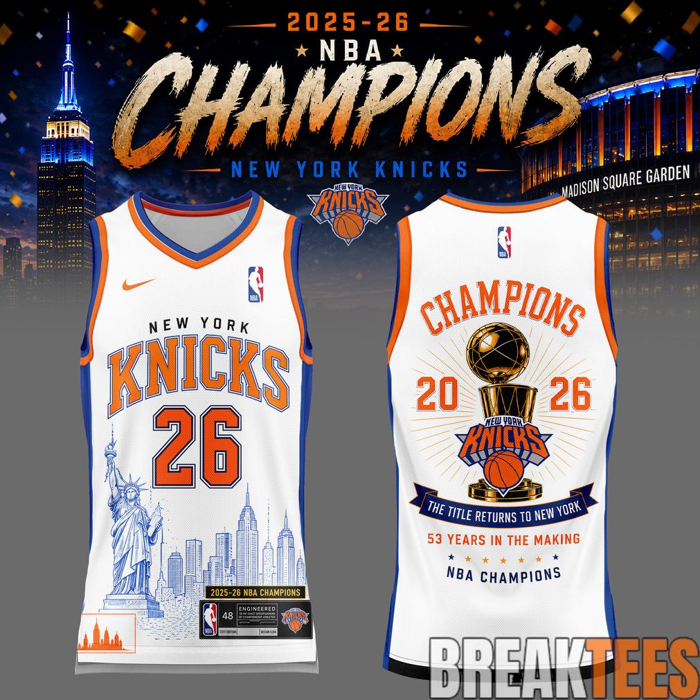 New York Knick 2026 NBA Champions Basketball Jersey – White