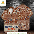 New York Mets Hawaiian Shirt Earthy Tones Tribal Baseball Apparel