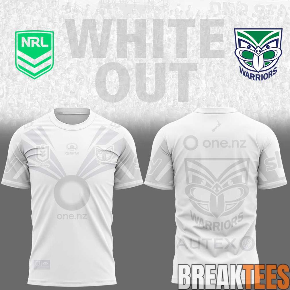 New Zealand Warriors White out NRL Limited Edition 3D T-Shirt