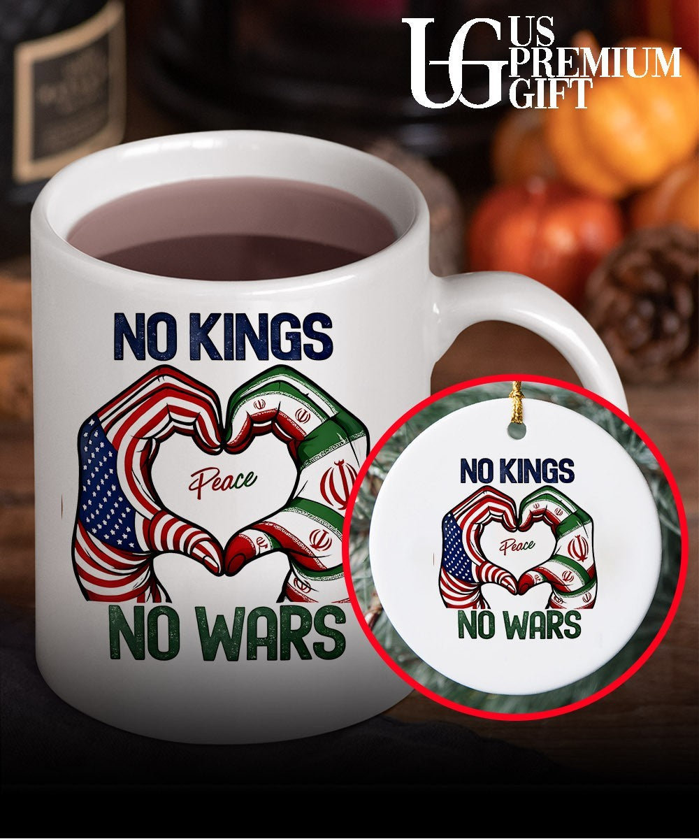 No kings no wars USA and Iran peace heart hands shirt