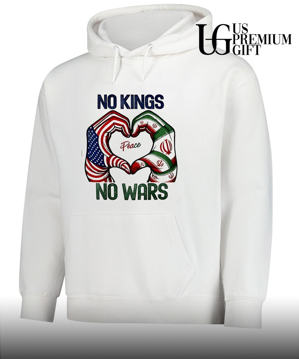 No kings no wars USA and Iran peace heart hands shirt