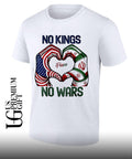 No kings no wars USA and Iran peace heart hands shirt