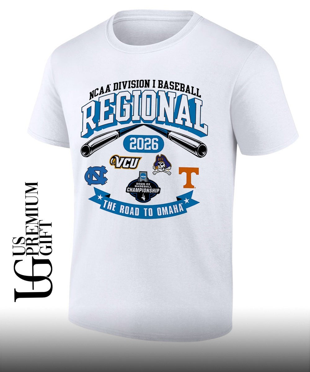North Carolina Tar Heels and VCU Rams and East Carolina Pirates Tennessee Volunteers 2026 NCAA Division I Baseball Regional Road to Omaha shirt
