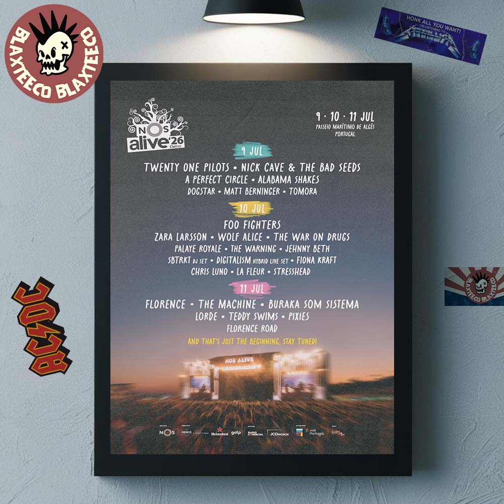 Nos Alive 2026 Festival Full Lineup In Portugal At Paseio Maritimo De Alges On 9 10 11 July 2026 Home Decor Poster Canvas