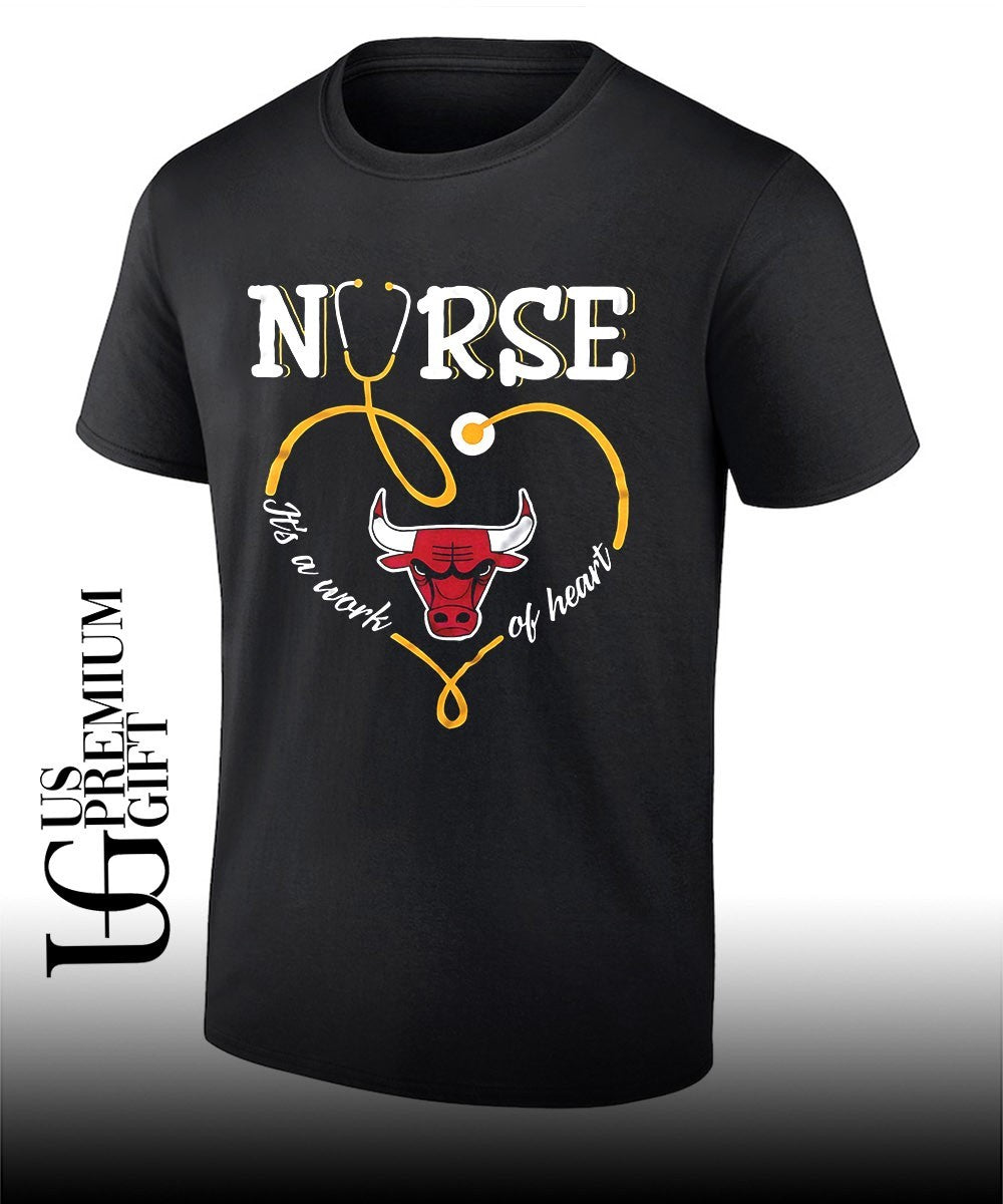 Nurse Its A Work Of Heart Chicago Bulls logo shirt