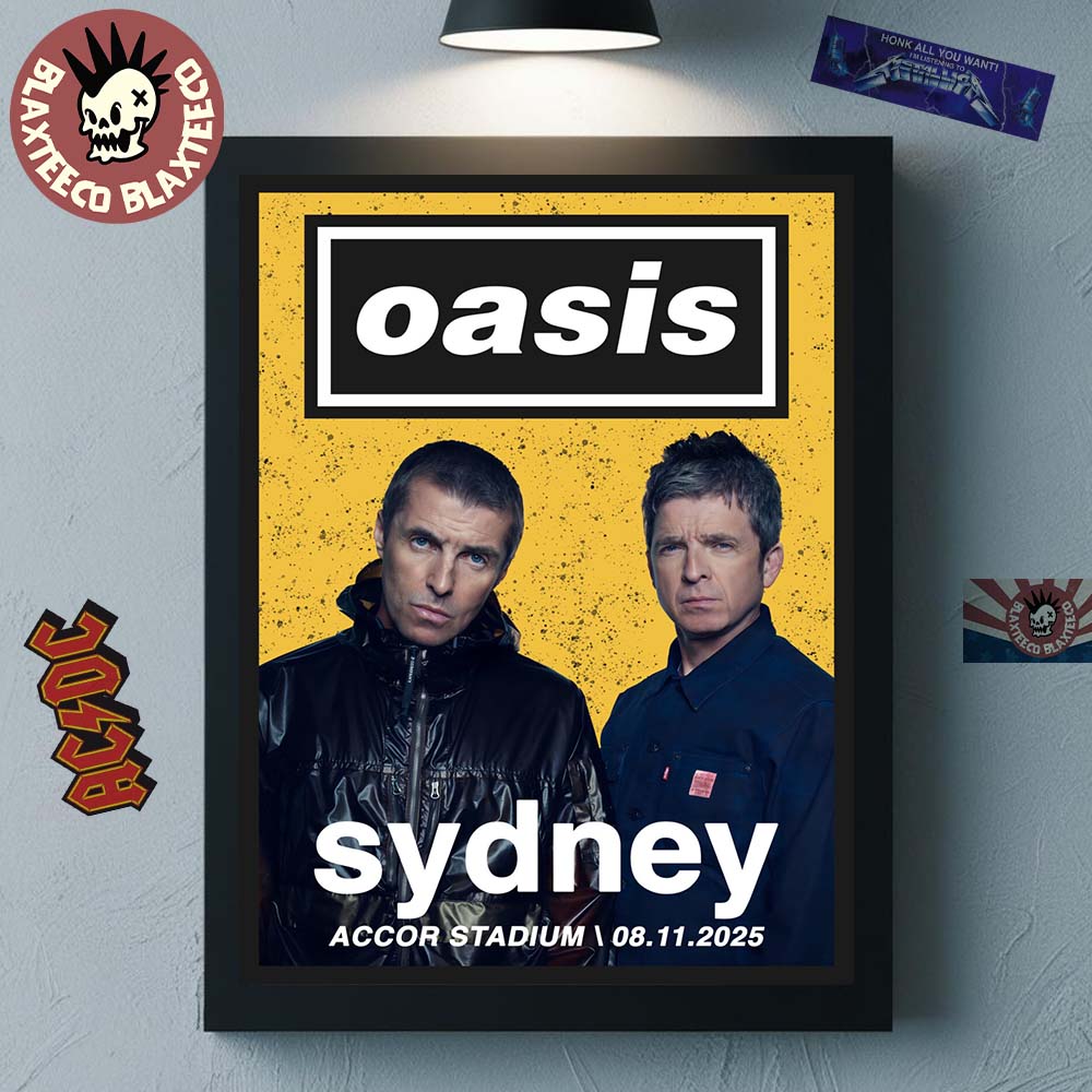 Oasis Live 25 Tour Sydney Australia 2025 Night 2 Venue Poster At Accor Stadium On November 8 Home Decor Poster Canvas