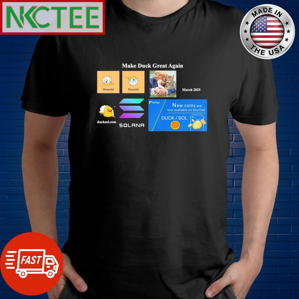 Official Donald Trump and Donald Duck and bitFlyer new listing duck coin and Solana shirt