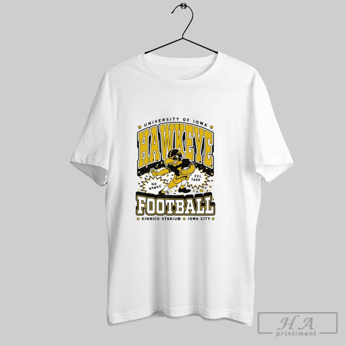 Official Iowa Hawkeyes Go Hawks Kinnick Stadium City Est 1889 Mascot