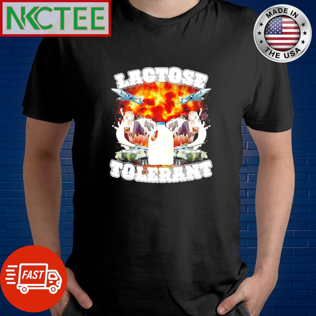 Official Lactose Tolerant cow milk tank Fighter shirt