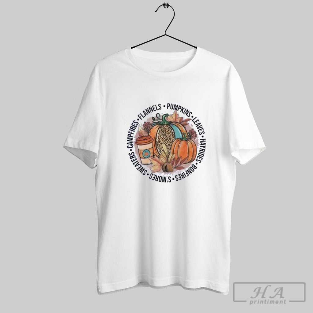 Official Official Campfires Flannels Pumpkins Leaves Hayrides Bonfires Smores Sweaters Halloween 2025 Shirts