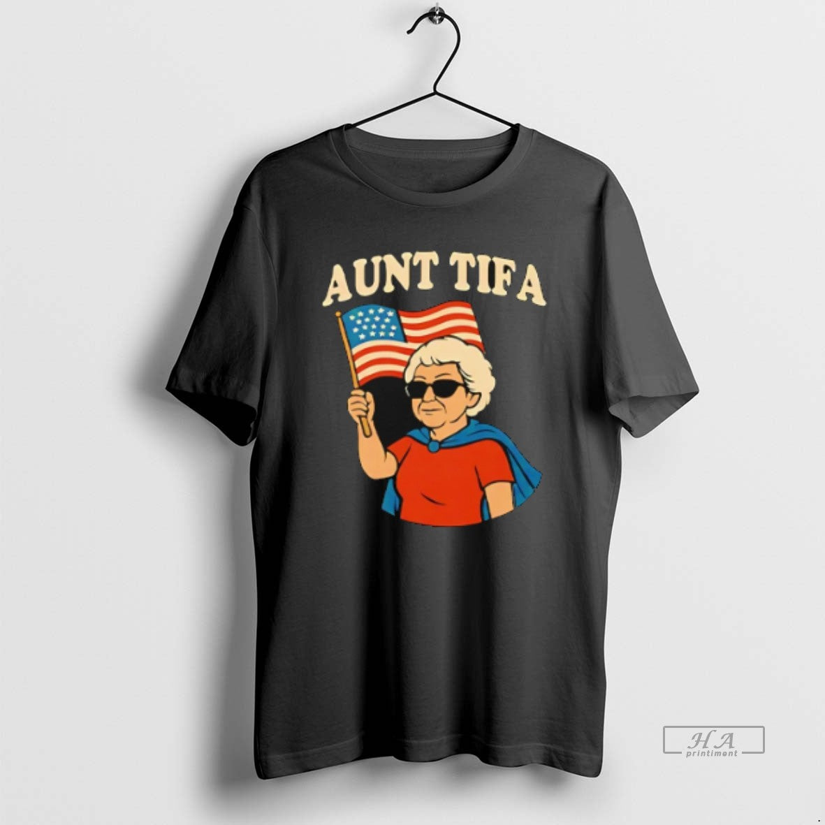 Official Trendy Aunt Tifa Woman Holding Usa Flag