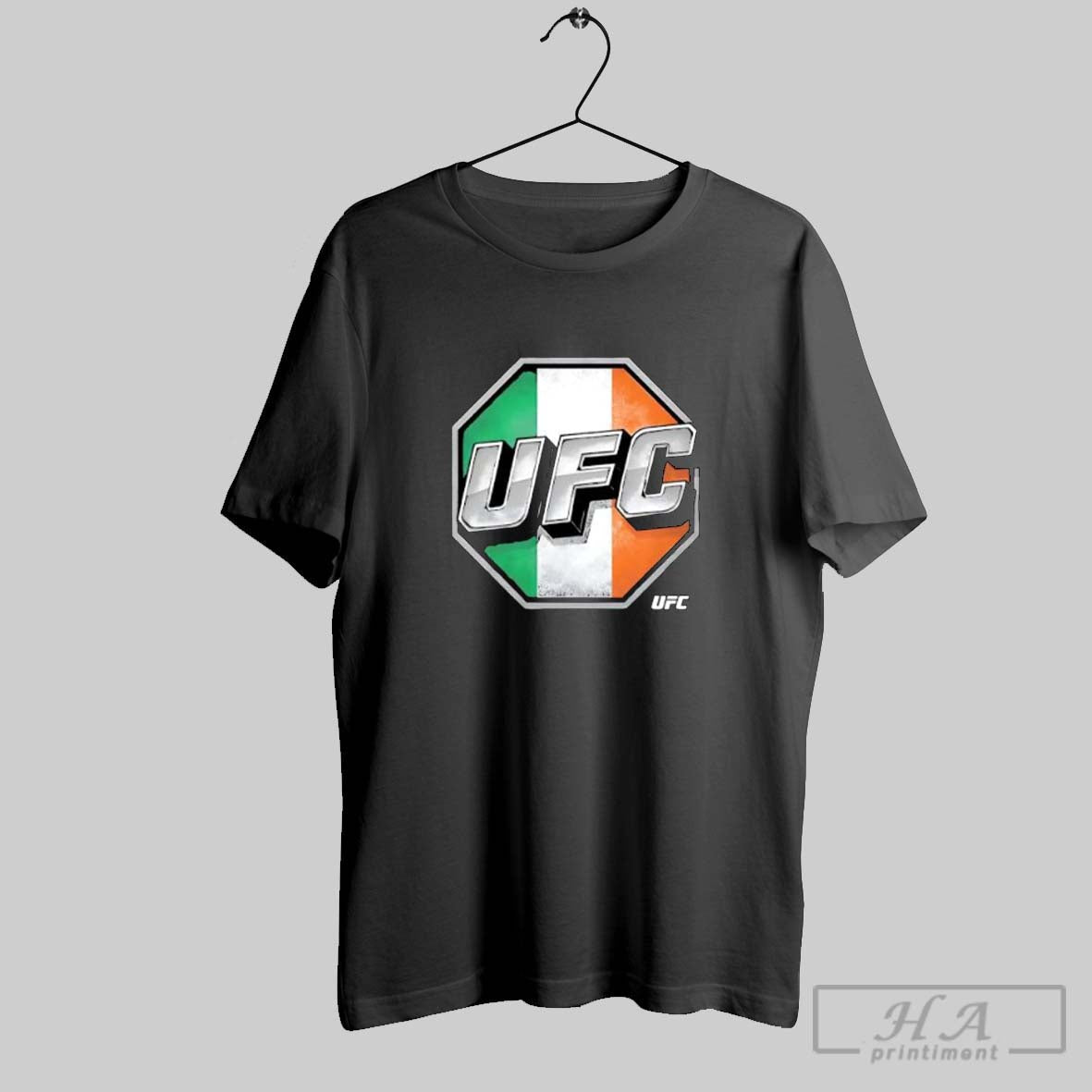 Official Ufc Octagon Logo Ireland Flag Background Posters Black