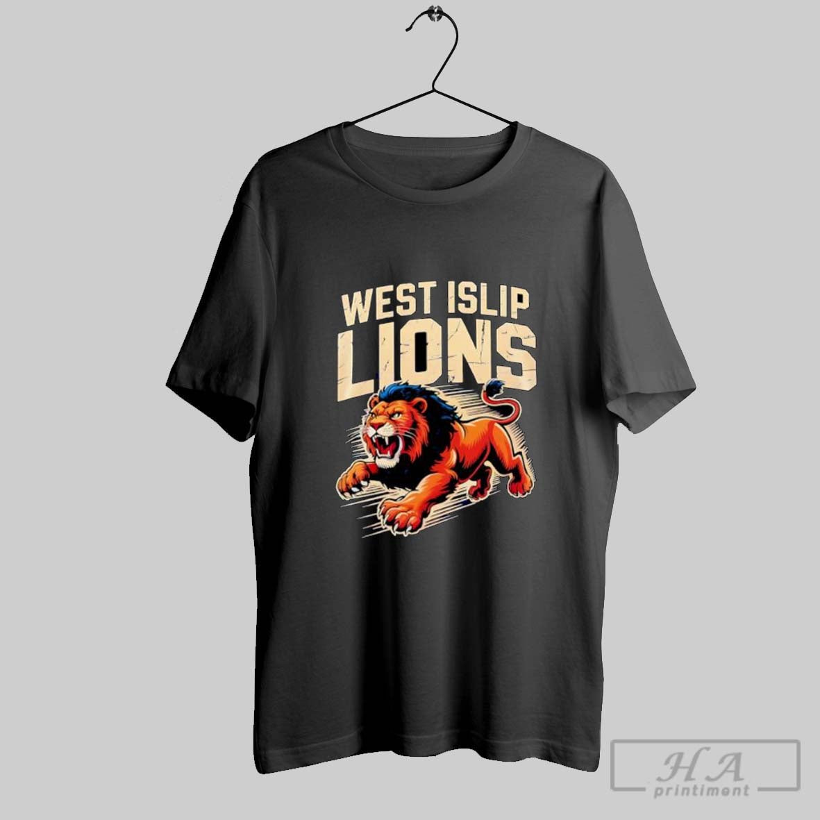 Official West Islip Lions Aggressive Roaring Lion Posters Black