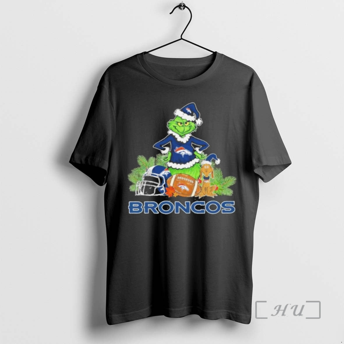 Officials 2025 Santa Grinch X Dog Ball Merry Christmas Broncos Logo Premium T Shirts Sweater