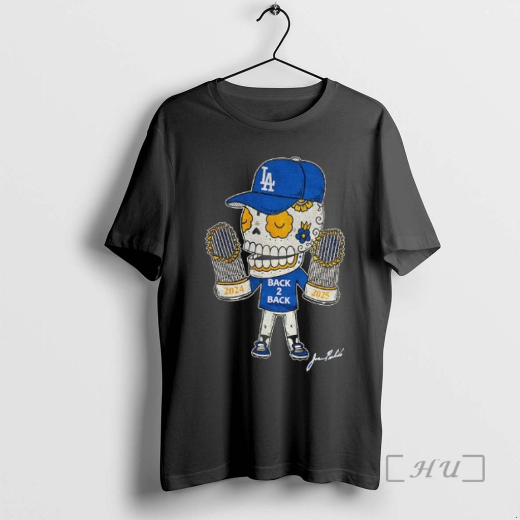 Officials Back 2 Back Calavera Los Angeles Dodgers Mlb Baseball 2024 2025 Premium T Shirts