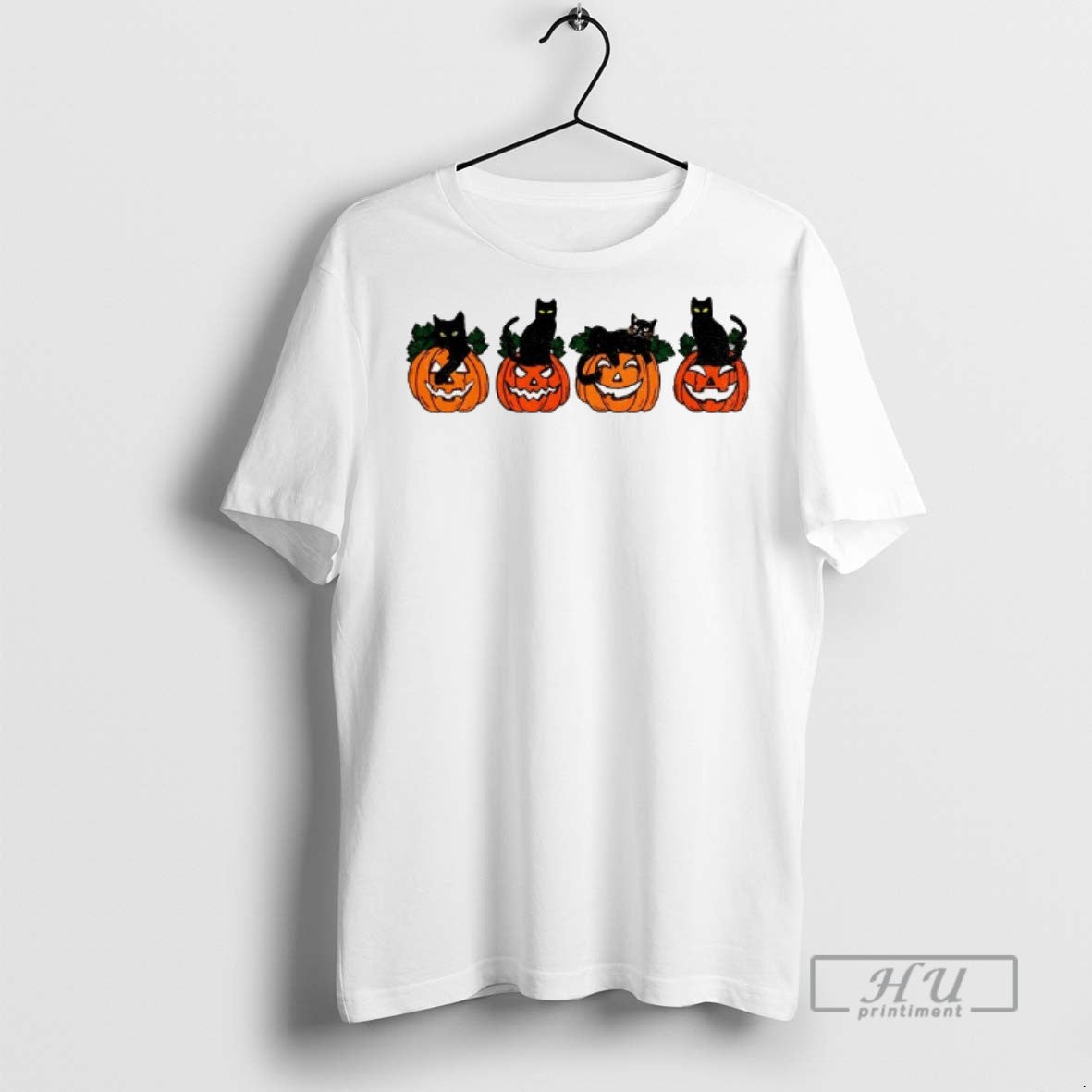 Officials Black Cat Pumpkin Meme Spooky Halloween 2025 T Shirts