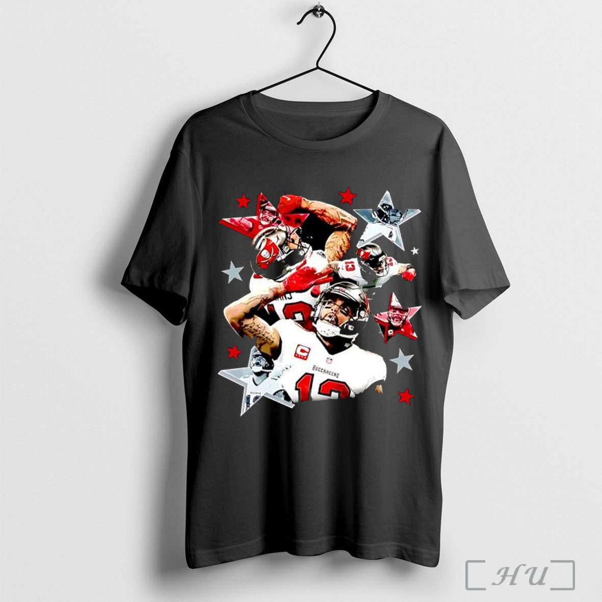 Officials Buccaneers Red And Pewter Stars Football Team T Shirt