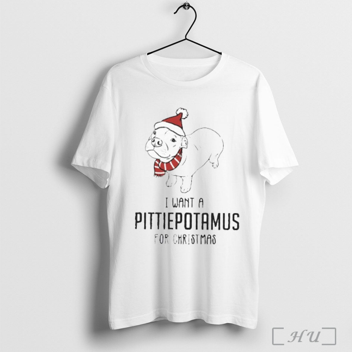 Officials Bulldog I Want A Pittie Potamus For Christmas T Shirt