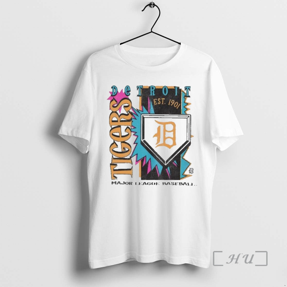 Officials Detroit Tigers Major League Baseball Mitchell Ness Cooperstown Neon Field Shock Premium T Shirts