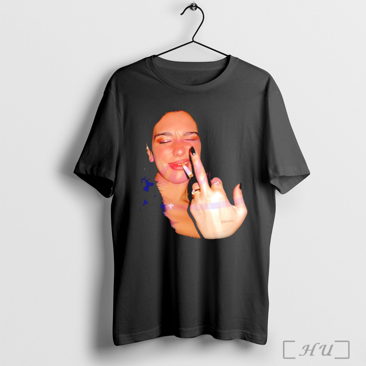 Officials Dua Lipa Smoking Middle Finger Meme Graphic T Shirt