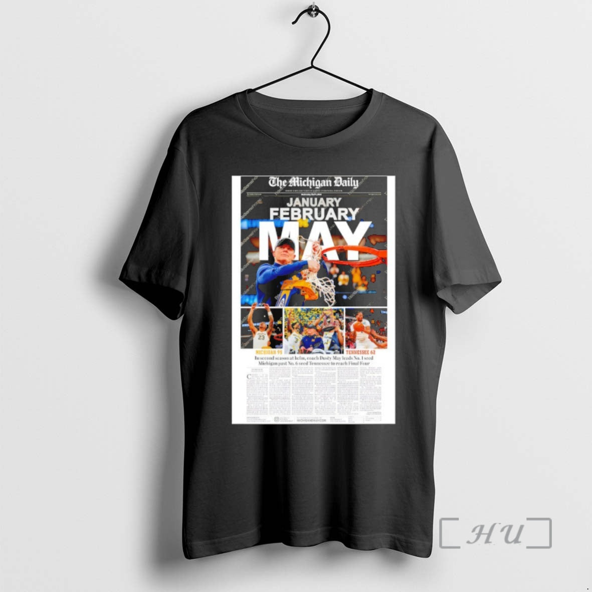 Officials Dusty May Michigan Wolverines Basketball Final Four Newspaper January February May Premium T Shirts
