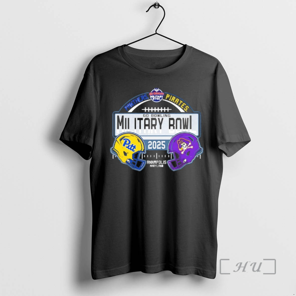 Officials East Carolina Pirates Vs Pitt 2025 Go Bowling Military Bowl Helmets Premium T Shirts