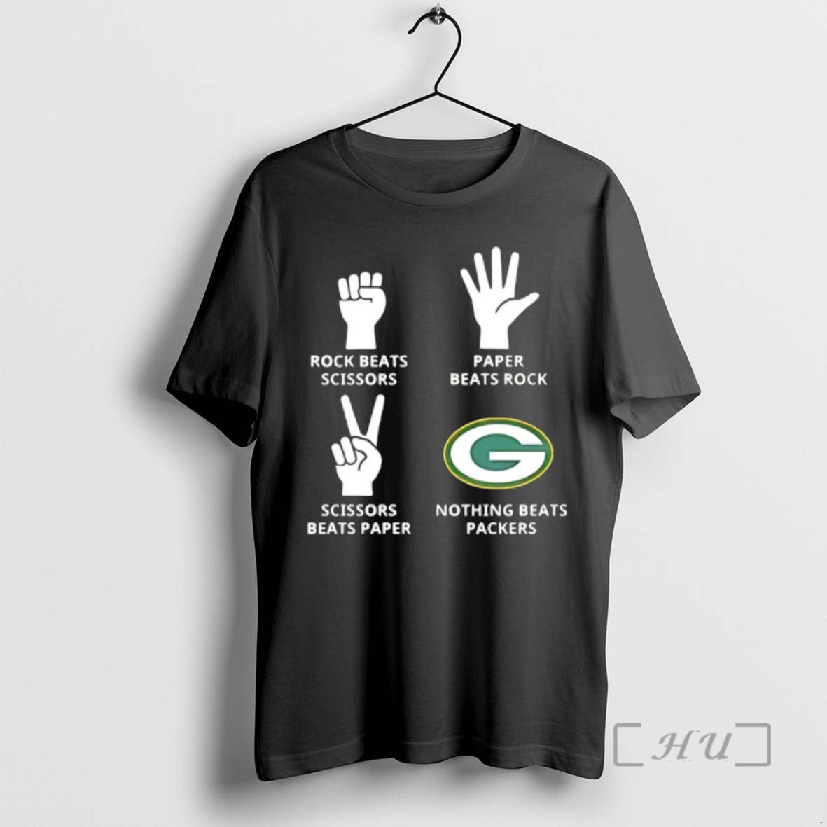 Officials Green Bay Packers Nothing Beats Rock Beats Scissors Paper Beats Rock Premium T Shirts