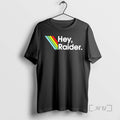 Officials Hey Raider Text With Retro Rainbow Stripes Graphic