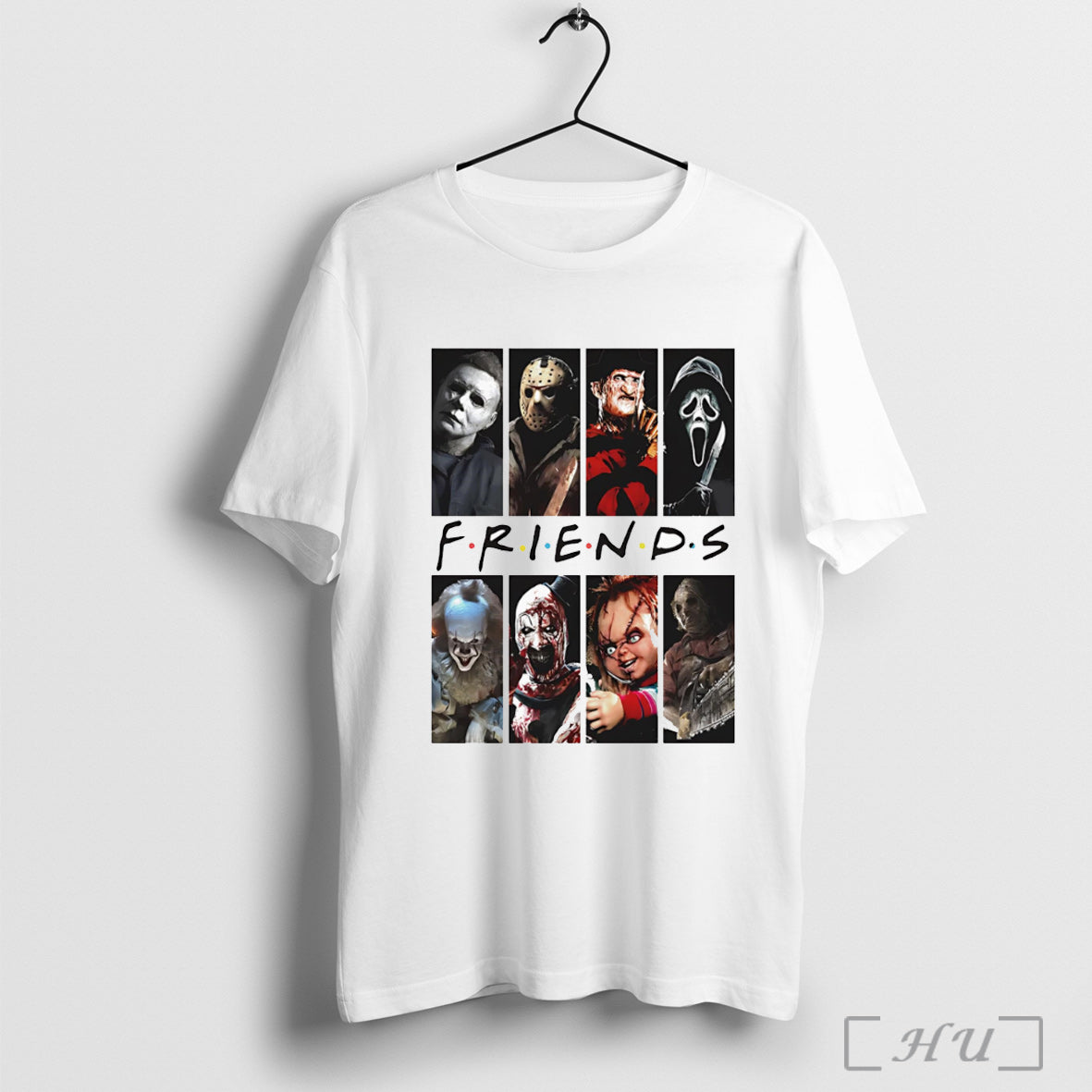 Officials Horror Movie Friends Michael Myers Jason Freddy Krueger Ghostface White T Shirt