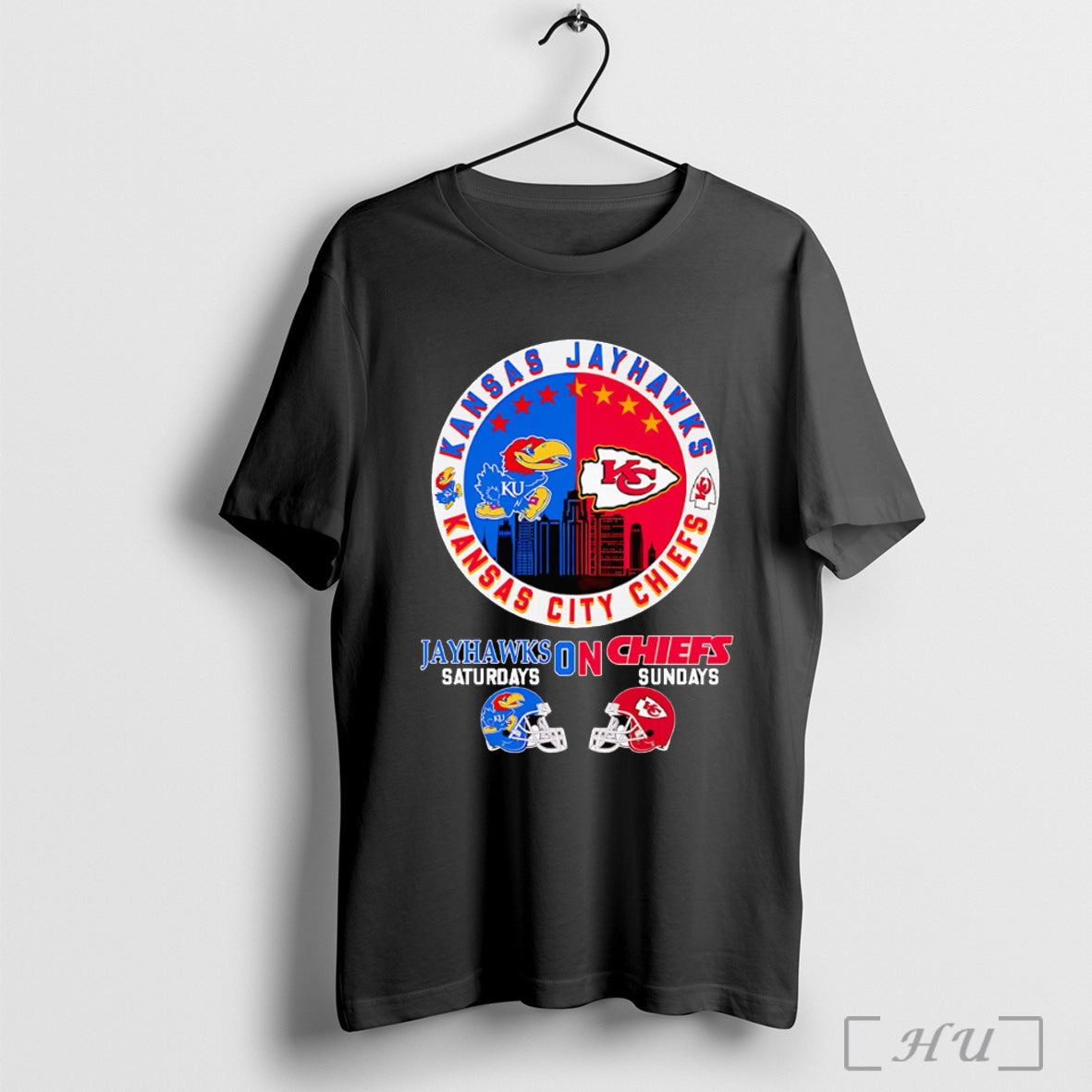 Officials Kansas Jayhawks On Saturdays Kansas City Chiefs On Sundays Skyline T Shirt
