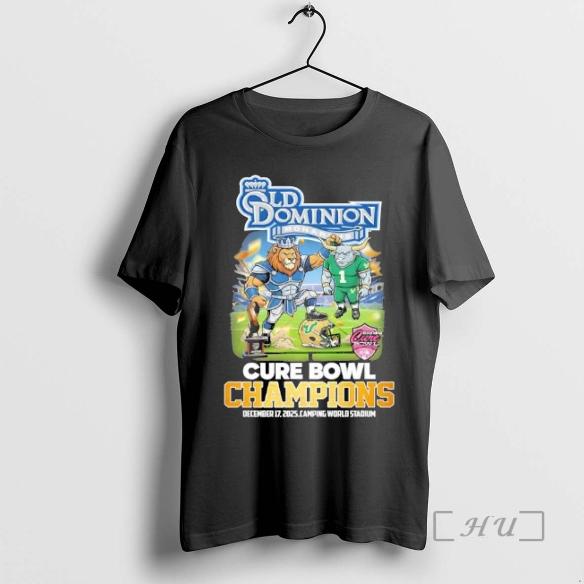 Officials Mascots Old Dominion Monarchs Cure Bowl Champions Camping World Stadium Graphic Premium T Shirts