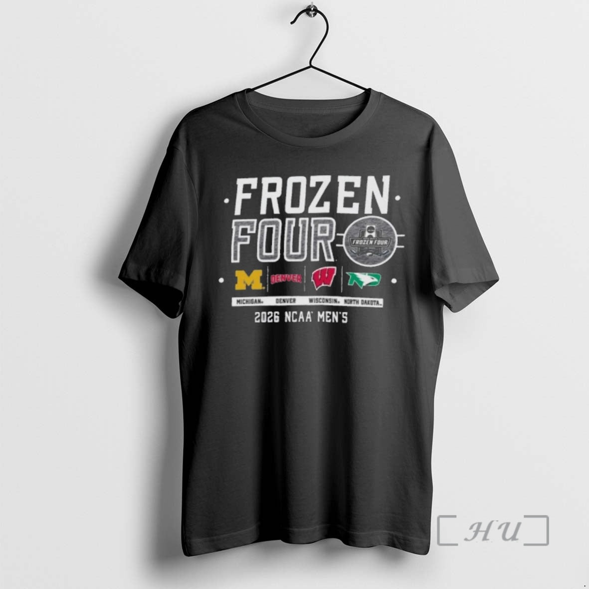 Officials Mens Frozen Four 2026 4 Teams Michigan Denver Wisconsin North Dakota Premium T Shirts