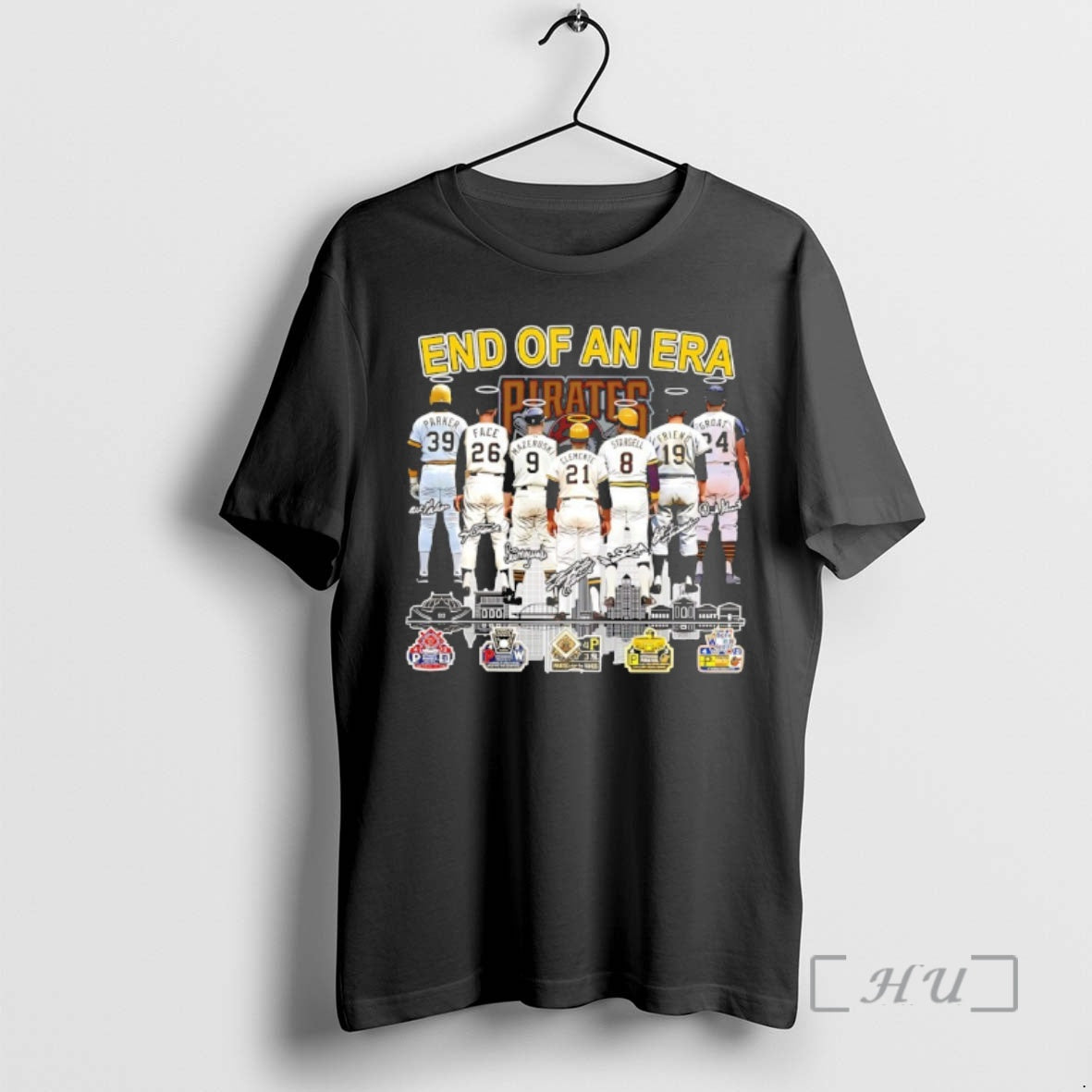Officials Pittsburgh Pirates Baseball End Of And Era 5x World Series Signatures Premium T Shirts
