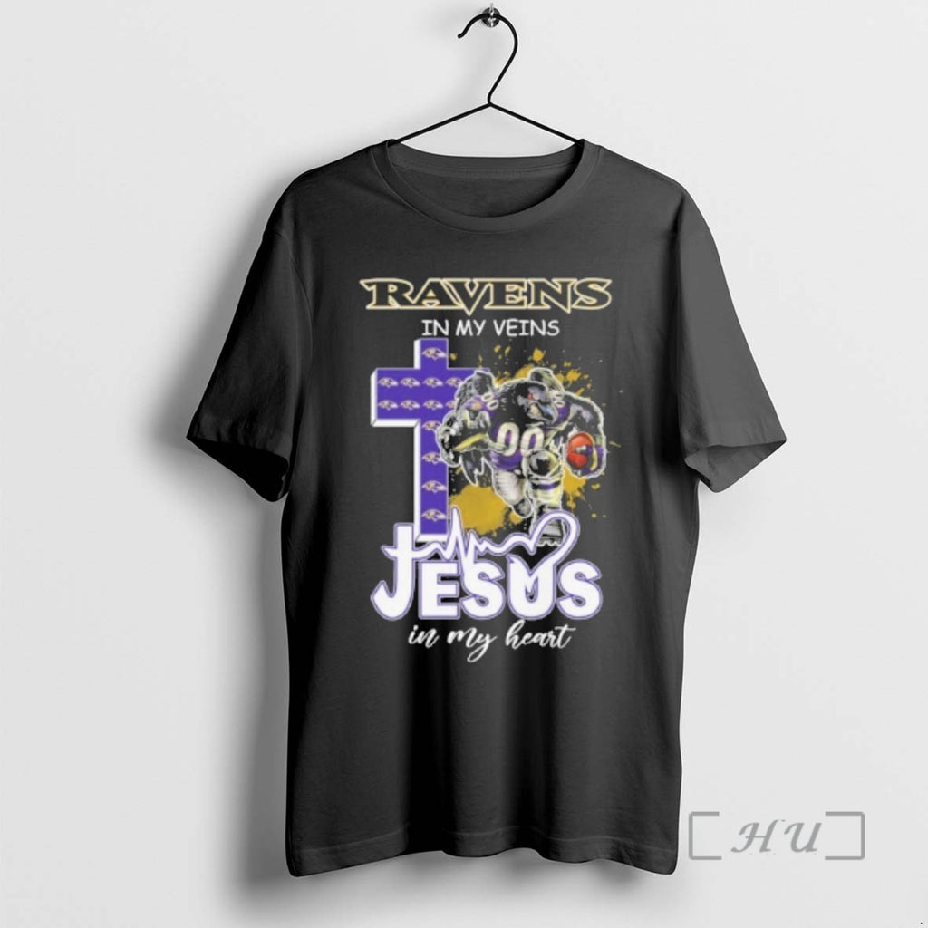 Officials Ravens In My Veins Jesus Mascot In My Heart Mascots Premium T Shirts Sweater