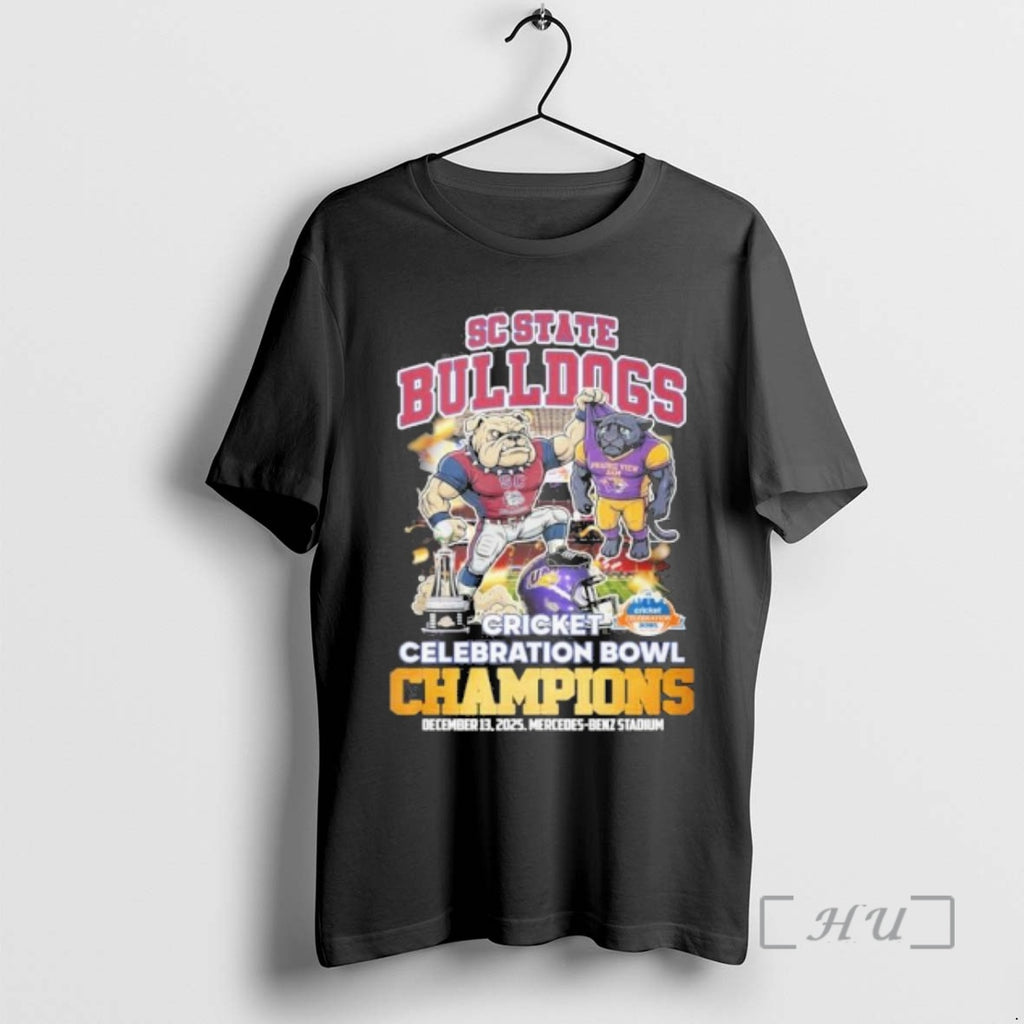 Officials Sc State Bulldogs Beat Prairie View Am Mascot Celebration Bowl Champions Premium T Shirts