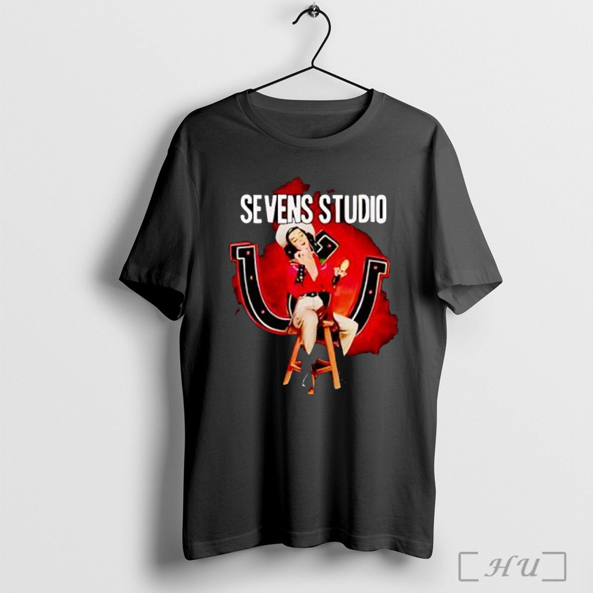 Officials Sevens Studio Cowgirl Pinup Horseshoe T Shirt