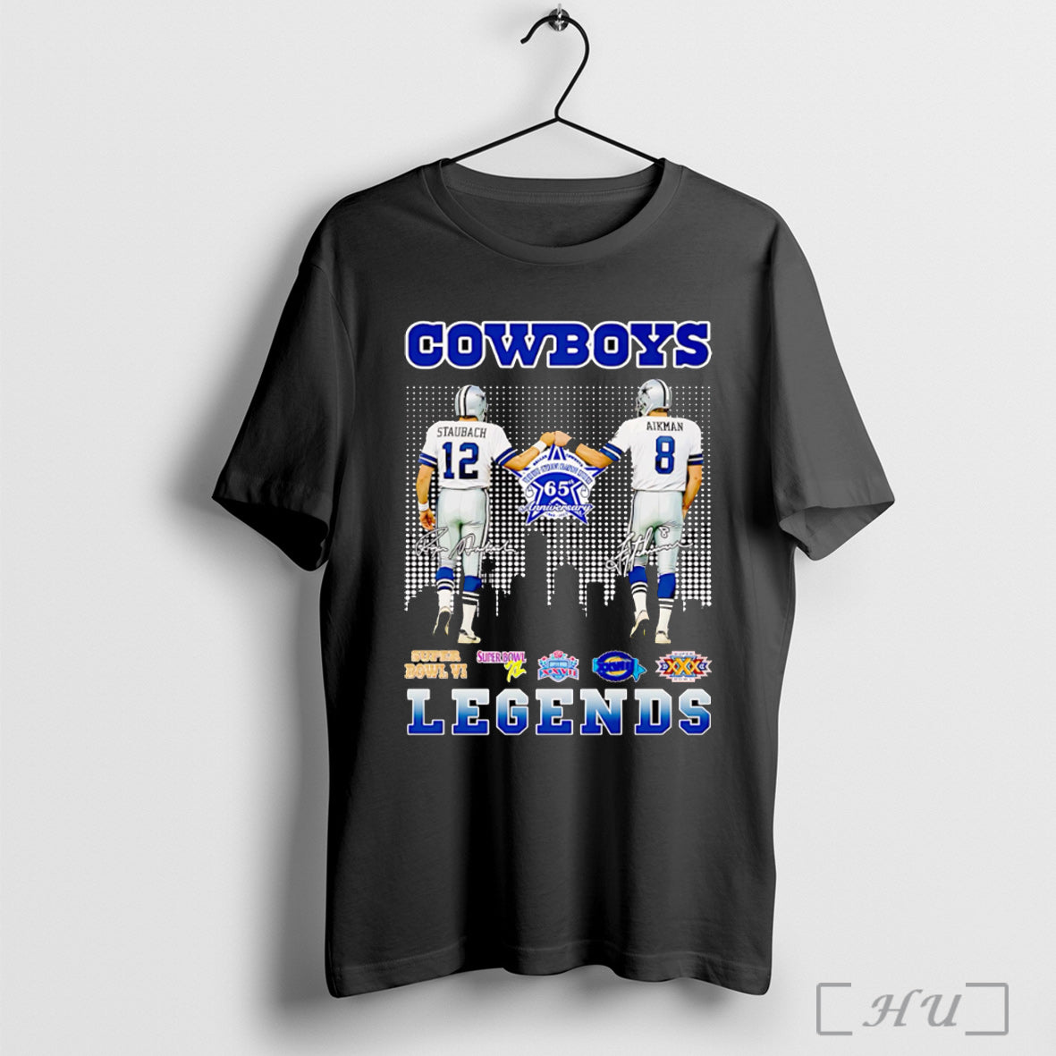 Officials Staubach And Aikman Cowboys Legends Signature T Shirt
