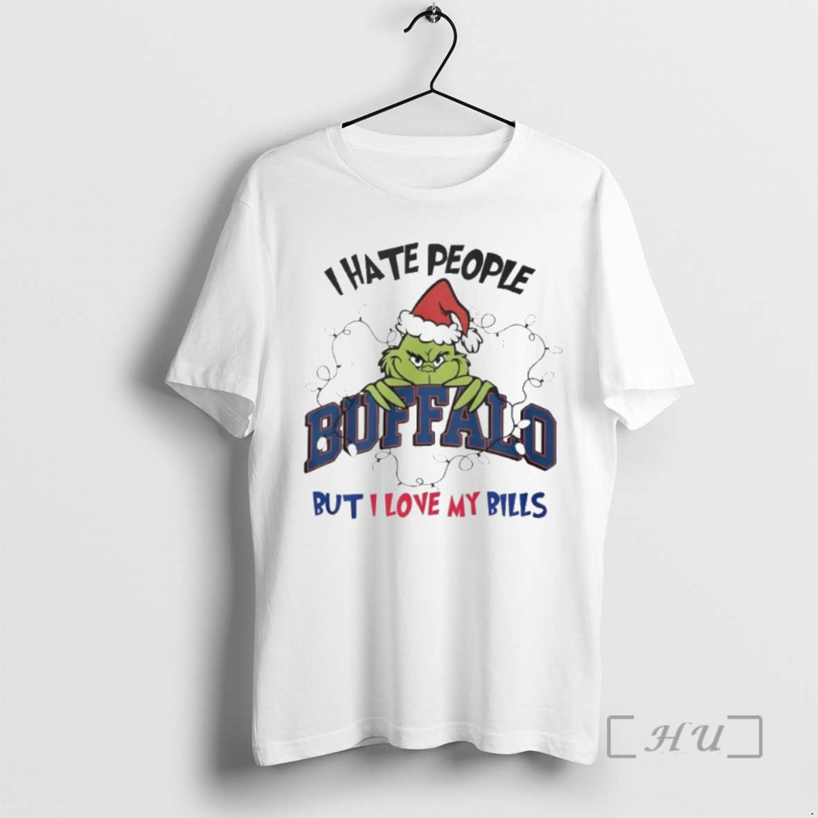 Officials The Grinch I Hate People Buffalo But I Love My Bills Premium T Shirts