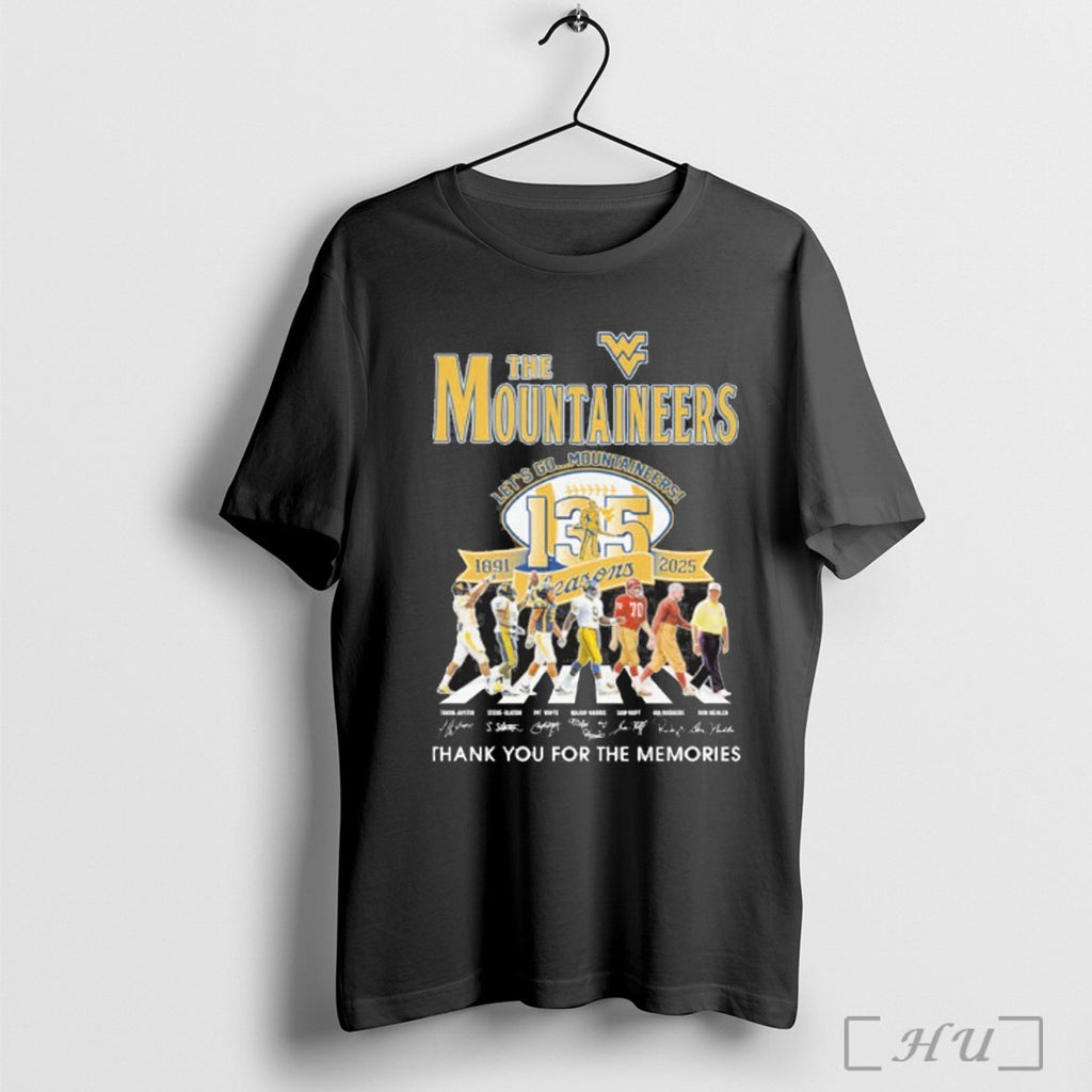 Officials The West Virginia Mountaineers Abbey Road Lets Go Mountaineers 135 Seasons T Shirt