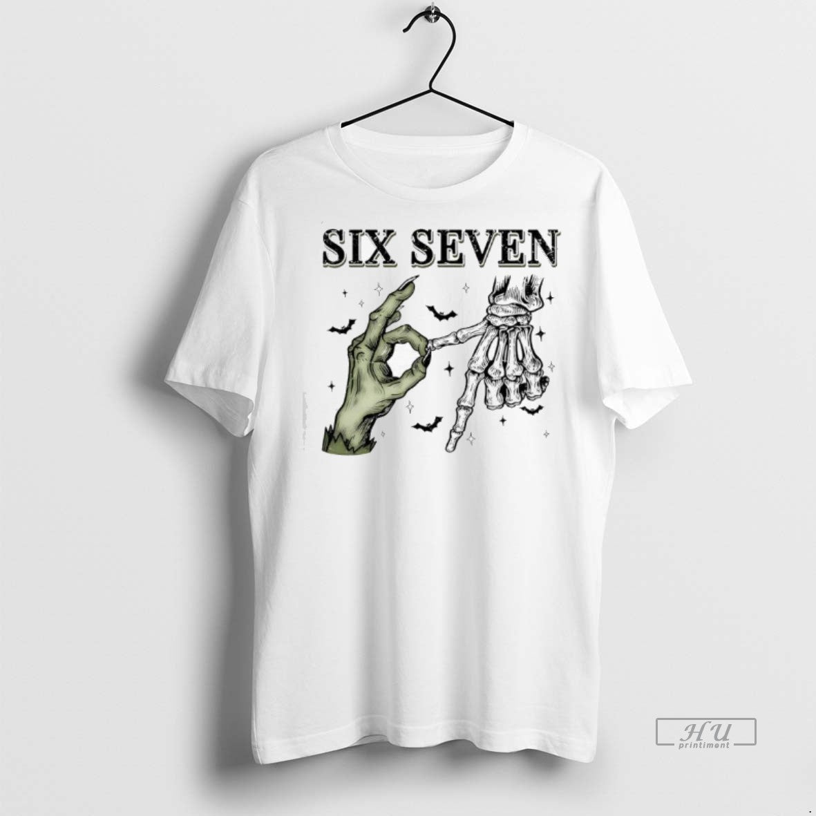 Officials Trending Six Seven 6 7 Skeleton Hands Halloween T Shirt Sweater