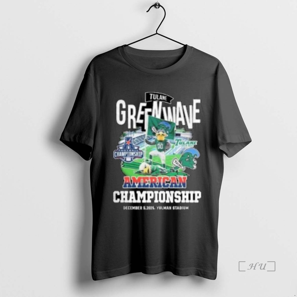 Officials Tulane Green Wave Beat North Texas Mean Green American Championship 2025 Mascot Circle Black