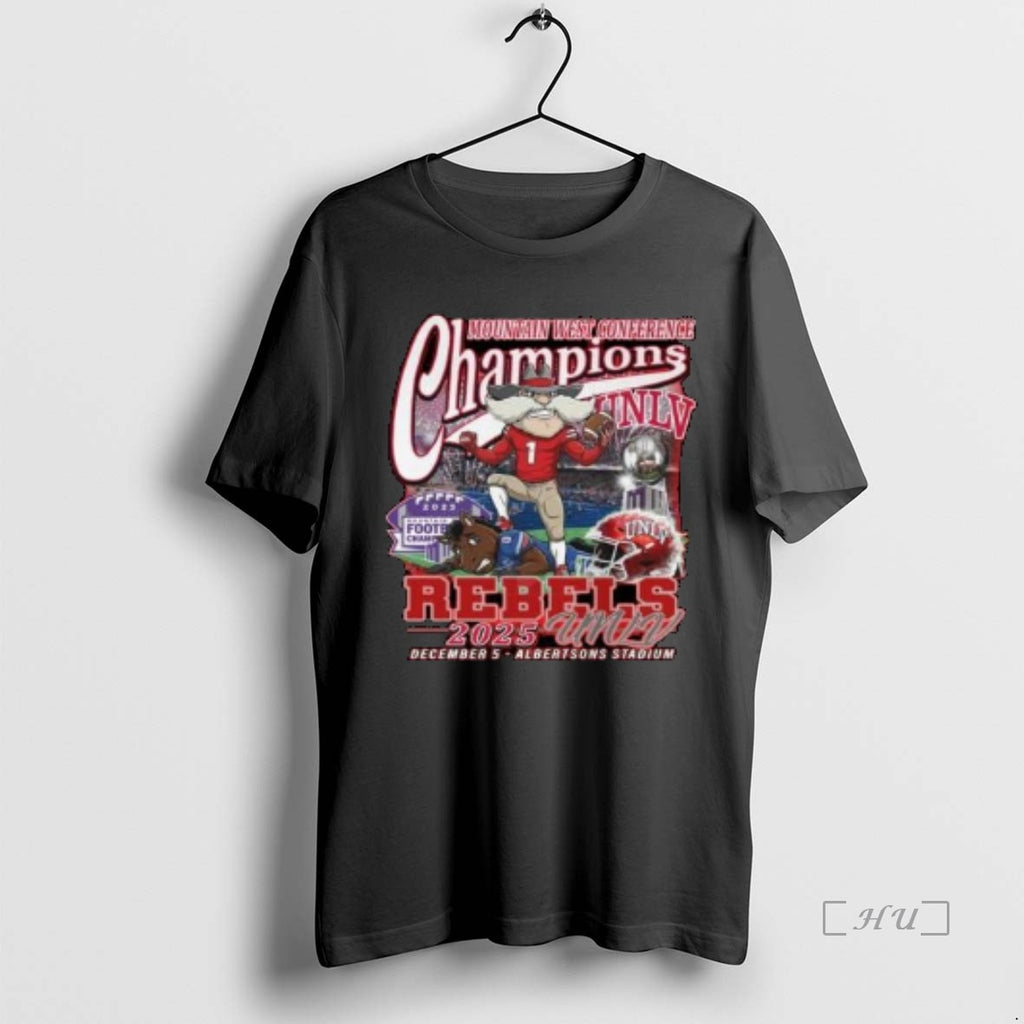 Officials Unlv Rebels 2025 Mountain West Conference Champions Mascot Circle Black Premium T Shirts Sweater