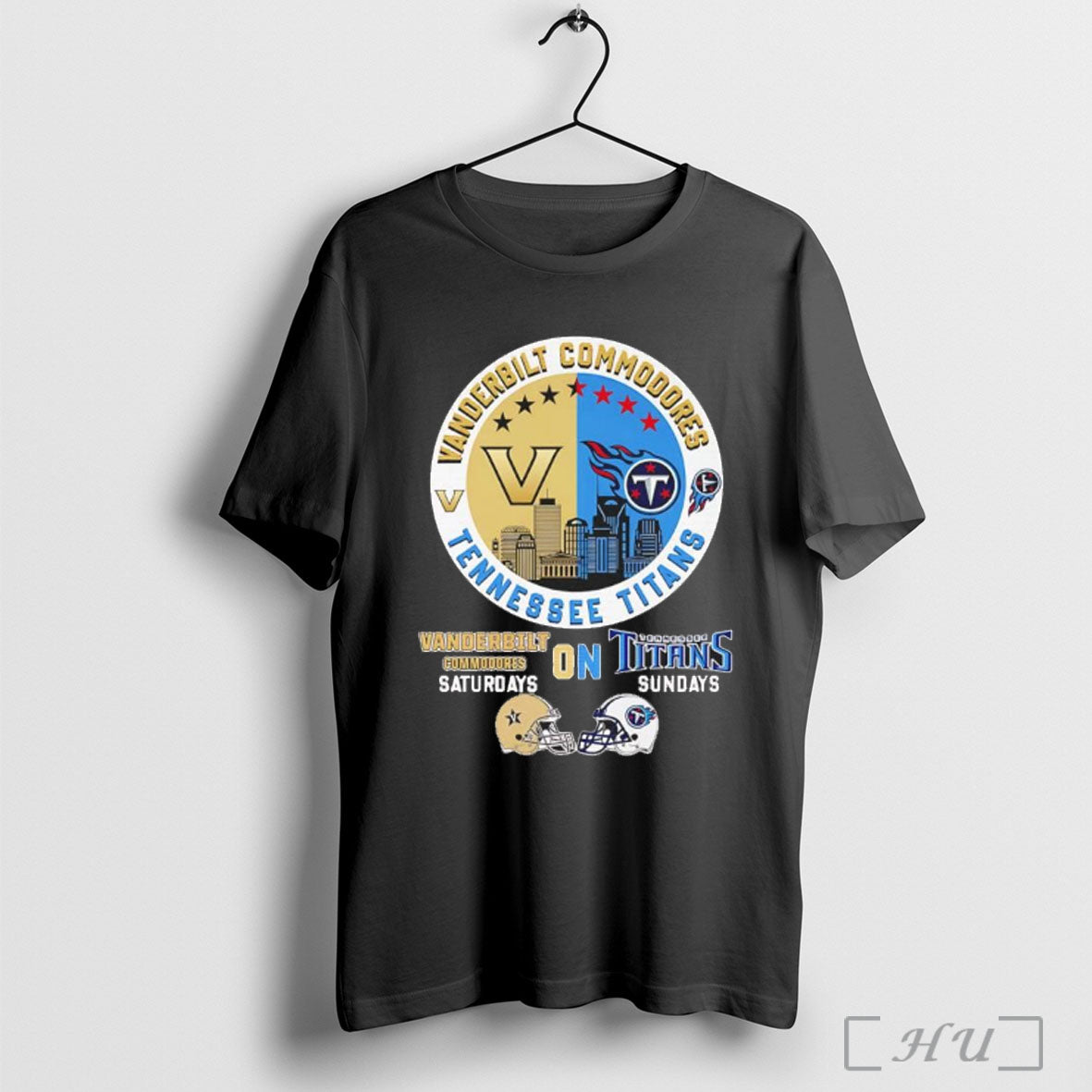 Officials Vanderbilt Commodores Saturdays And Tennessee Titans Sundays Match Day Football Logo T Shirt Black