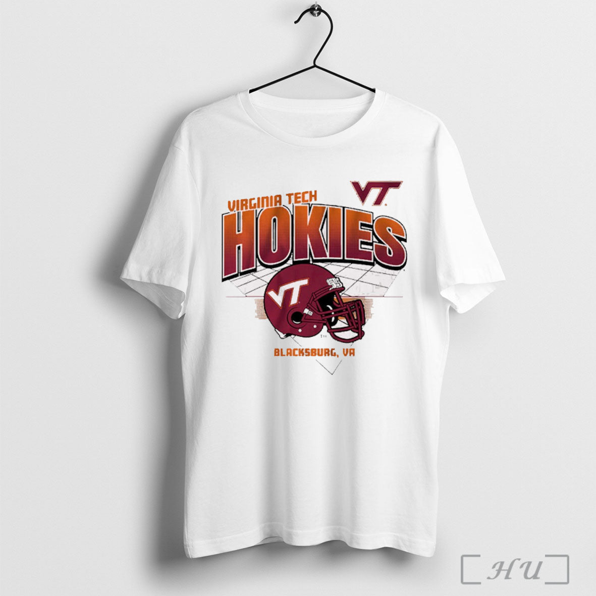 Officials Virginia Tech Hokies Football Ncaa Blacksburg Va Helmet Grid T Shirt