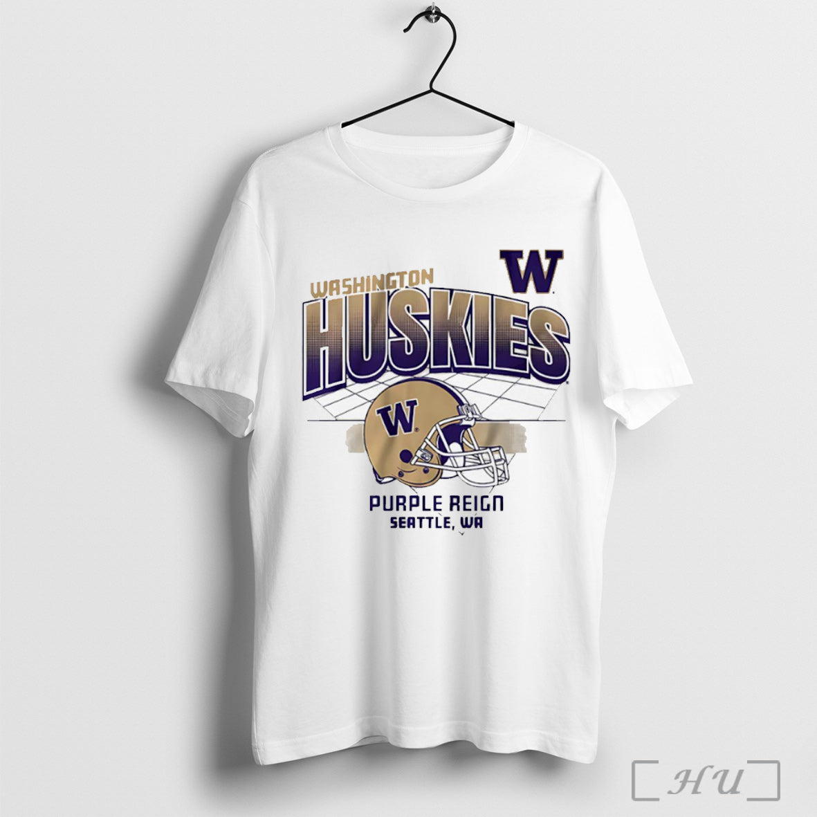 Officials Washington Huskies Football Purple Reign Helmet Grid T Shirt