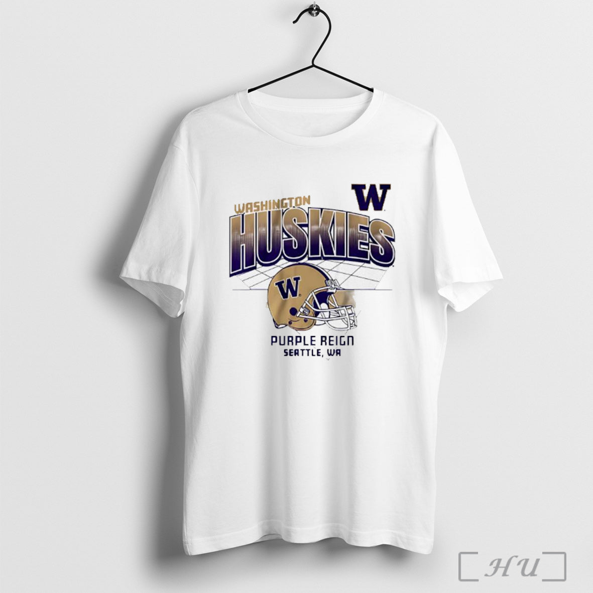 Officials Washington Huskies Football Purple Reign Seattle Helmet Grid T Shirt