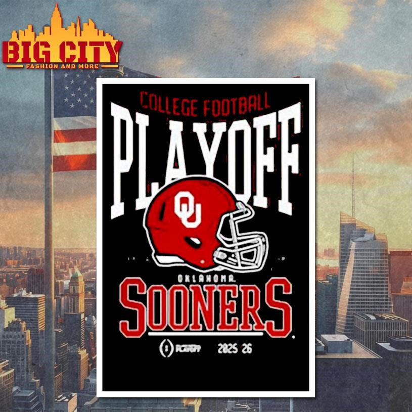 Oklahoma Sooners NCAA 2025 2026 College Football Playoff curved helmet shirt