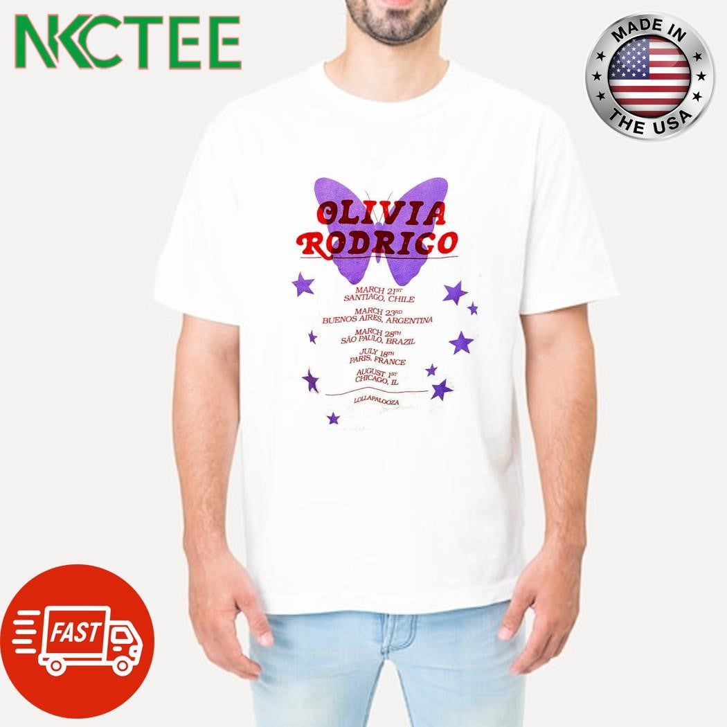 Olivia Rodrigo GUTS tour butterfly shirt